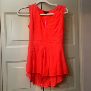 Coral V Neck Tank with Zipper Detail